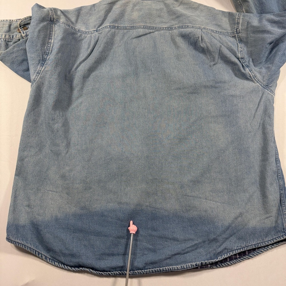 St. Johns Bay Denim Shirt Mens 2XL Blue Flannel Lined Button Up Workwear Jacket - Picture 7 of 8